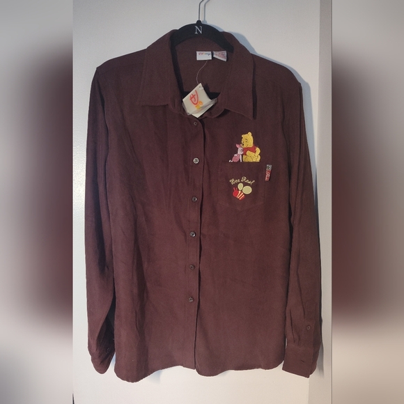 NWT RARE Vintage Disney Faux Suede Button Down Shirt Unisex Collectible #563 - Picture 1 of 3